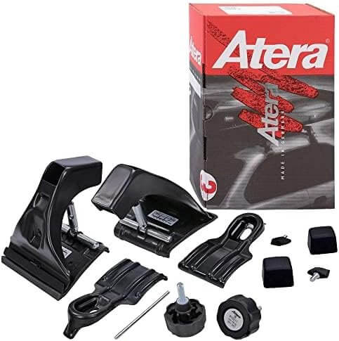 Lieferumfang der ATERA T4 Dachträgerfüße 081293 mit Trägerfüßen, Befestigungselementen und Zubehör im Originalkarton.