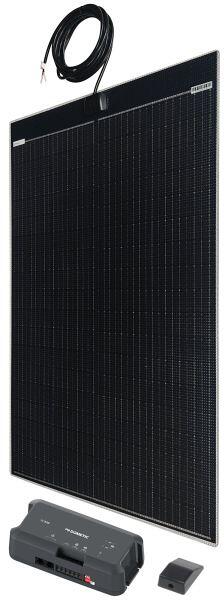 Ultraflache Büttner Elektronik Light & Flat Solar-Komplettanlage für Campervans und Kastenwagen, leichtes Solarmodul zur autarken Stromversorgung beim Camping und Overlanding.