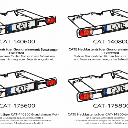 CATE Grundträger verzinkt- schwarz pulverbeschichtet für Hecklastenträger als stabile Basis für Motorradtransport Systeme