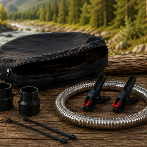 Pundmann Warmluftschlauch Set mit Zubehör für mobile Standheizung beim Camping am Fluss