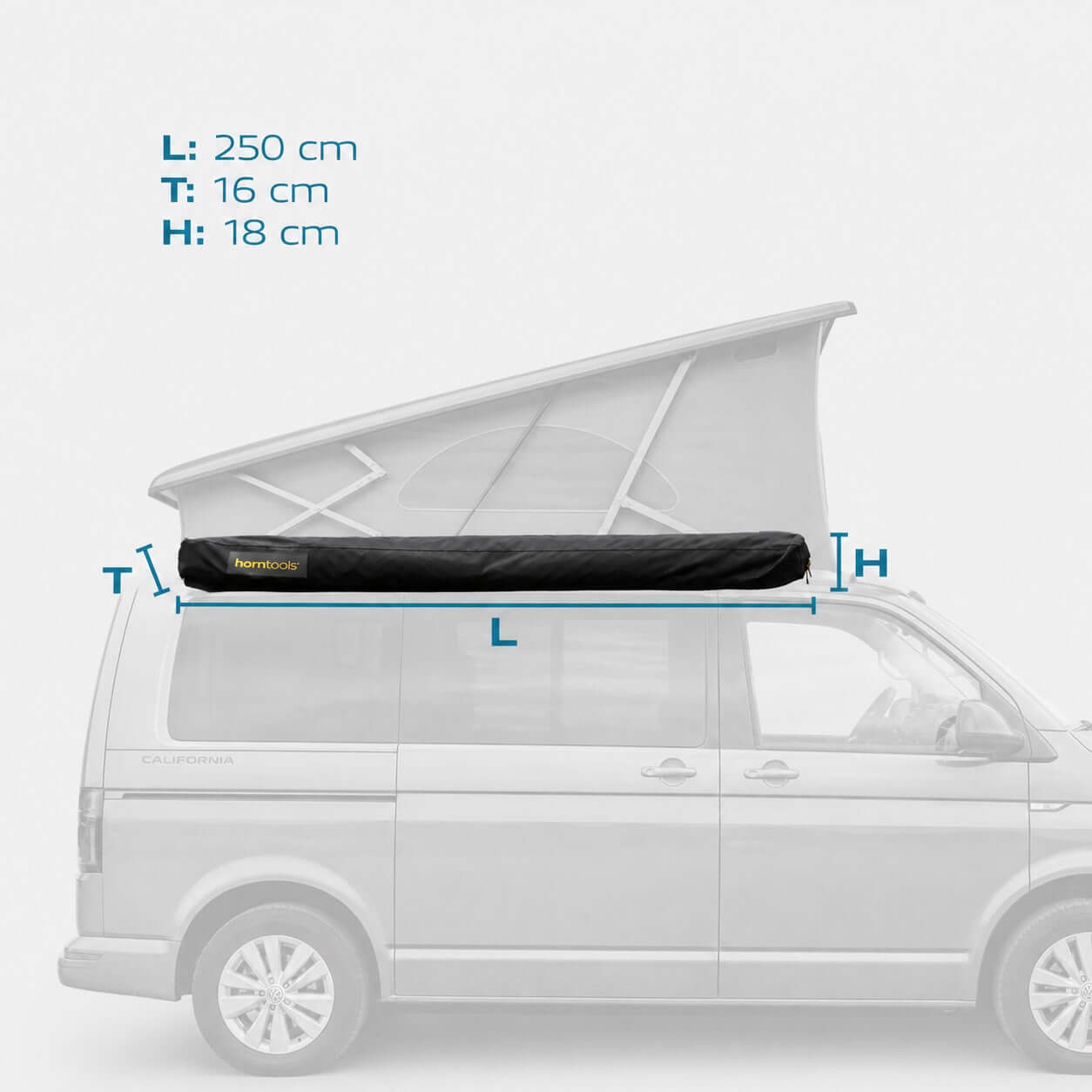 Horntools 180 Grad Markise Horizon 2,5 m für VW California T5 / T6 / T6.1 (freitragend) – Bild 5