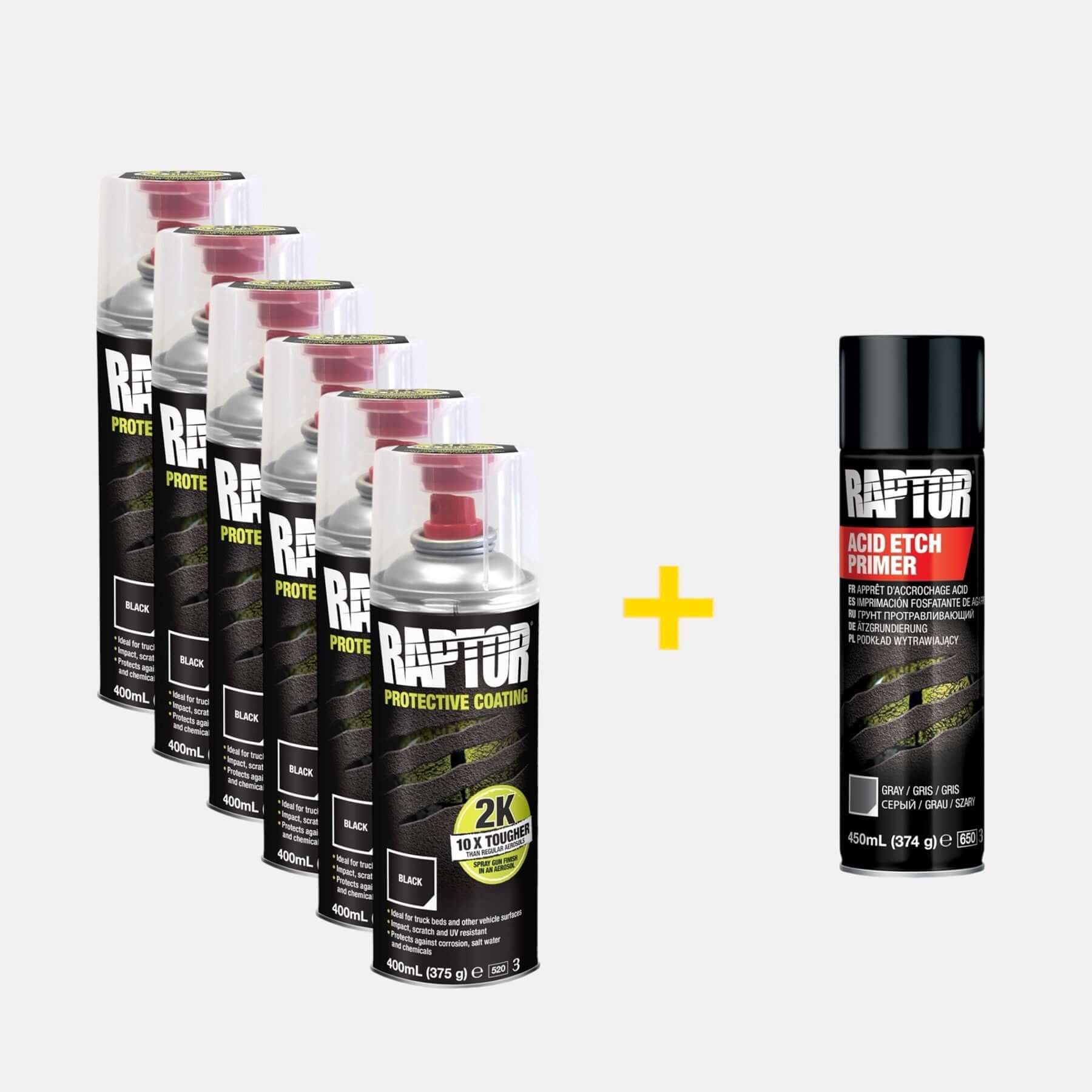 Horntools 6 x RAPTOR 2K Spraydose + gratis Ätzgrundierung