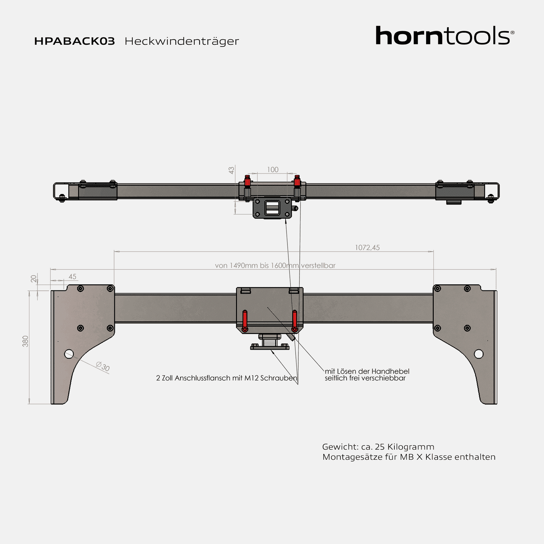Horntools Heckwindensystem Pick-Up Between inkl. Seilwinde mit Kunststoffseil – Bild 6