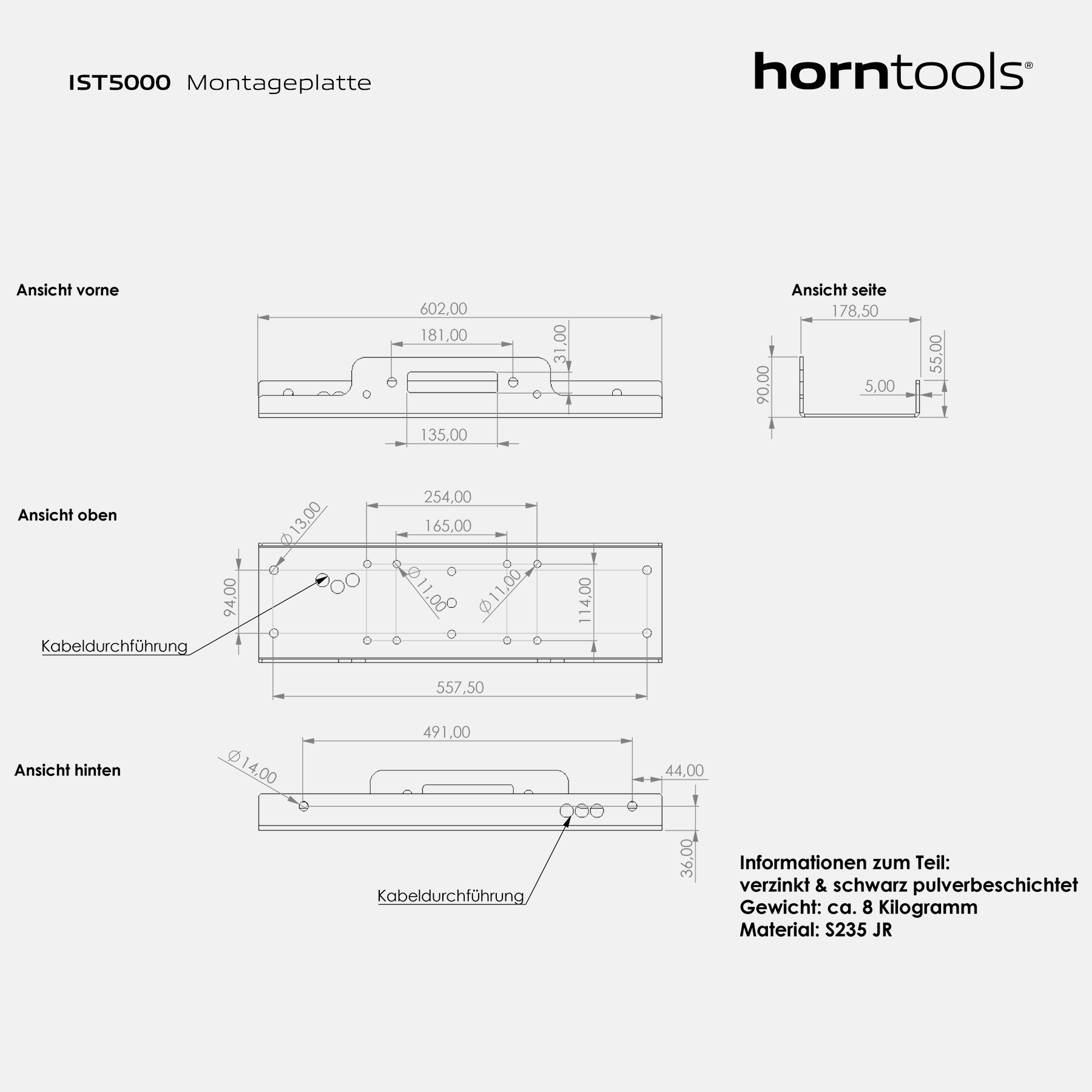 Horntools Seilwinden Montageplatte Serie 5000 horntools Elektrowinde – Bild 2