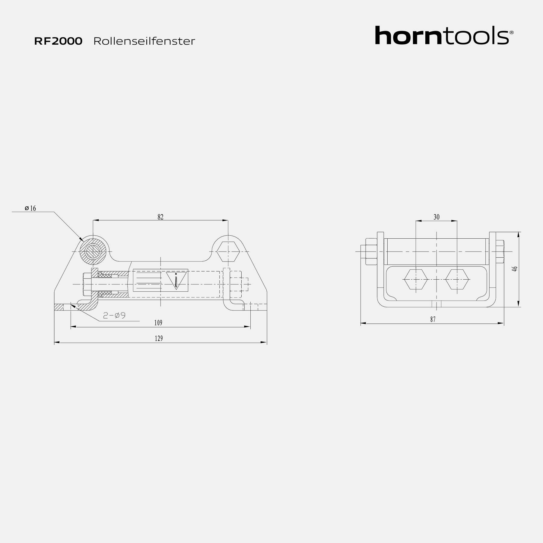Horntools Seilwinden Rollenseilfenster Serie 2000 lbs – Bild 2