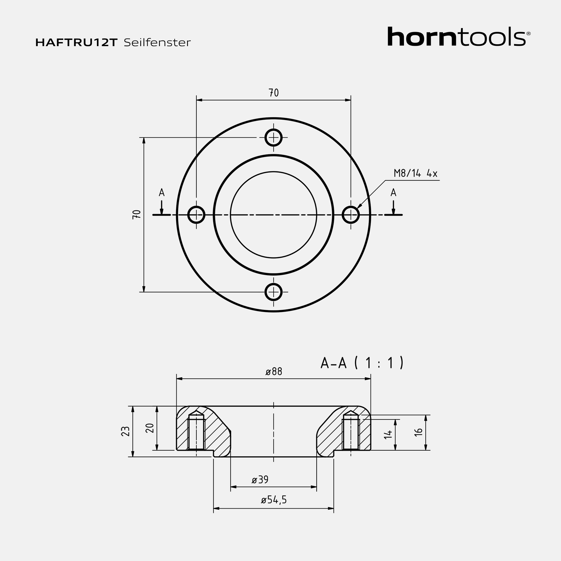 Horntools Seilwinden Seilfenster Trumpet Aluminium mit Gewinde – Bild 5