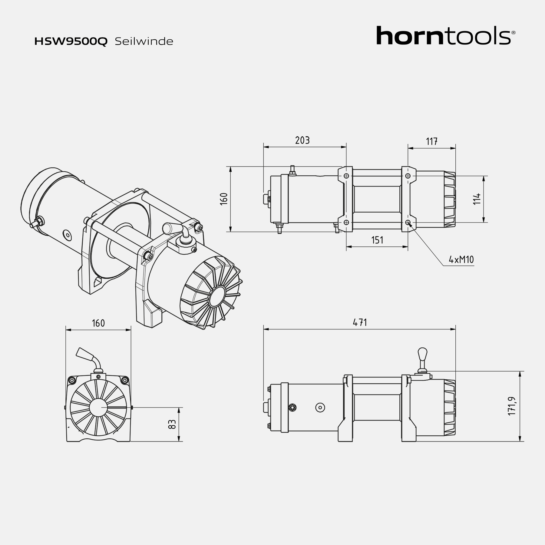 Horntools Mobiles Seilwindensystem Super Speed 4.3 Tonnen 12V mit 80m Kunststoffseil – Bild 6