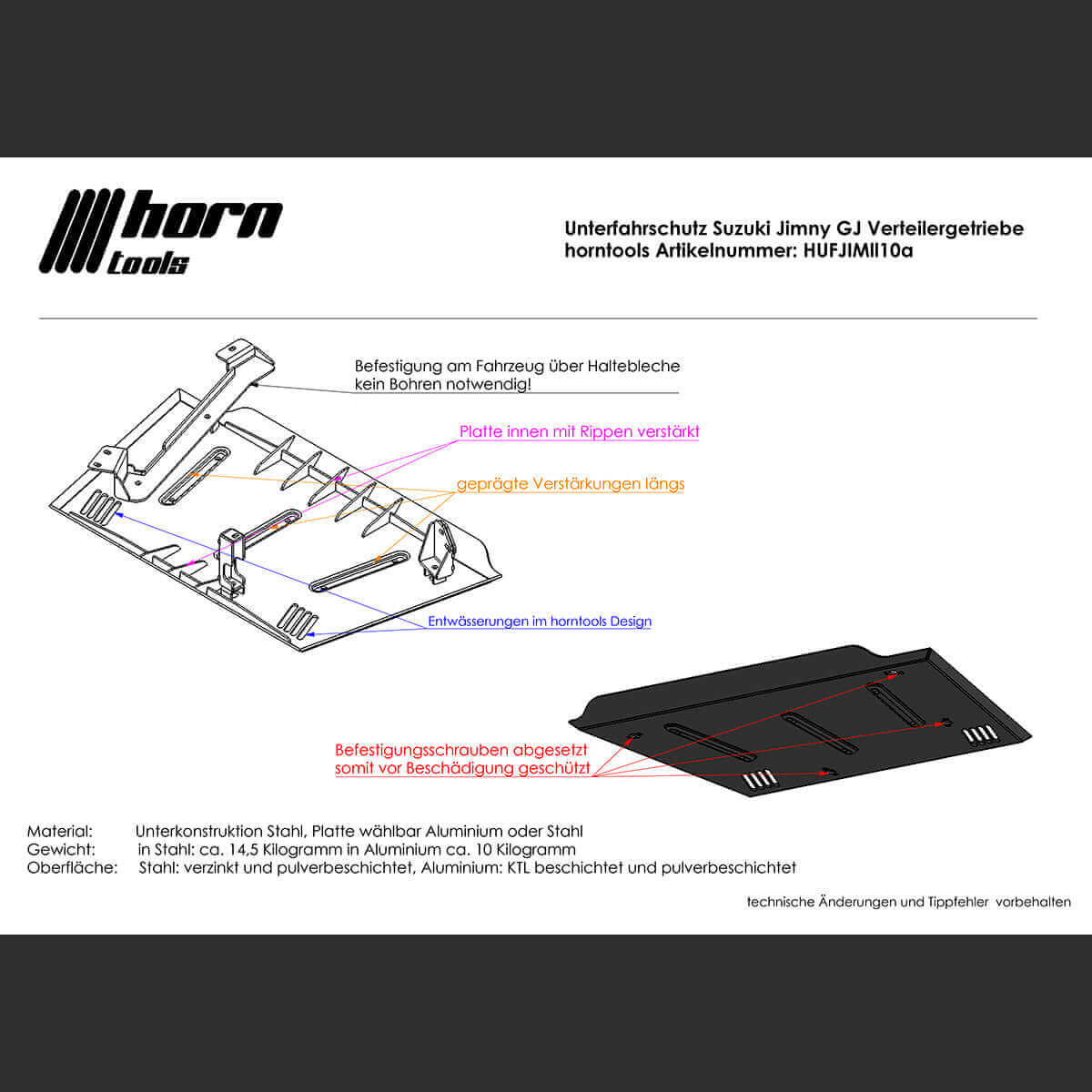 Horntools Unterfahrschutz Verteilergetriebe für Suzuki Jimny GJ/HJ – Bild 4