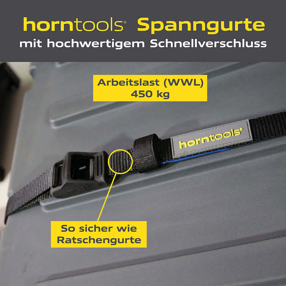 Horntools Spanngurt 5 m (450 kg Nutzlast) mit Kuntstoffschutz – Bild 3