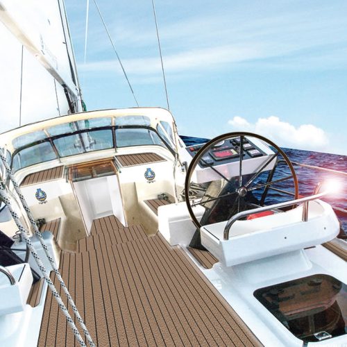 ANTISLIDE MARINE FLOOR TEAK DESIGN Decksbelag in Teakbraun mit dunkler Fuge