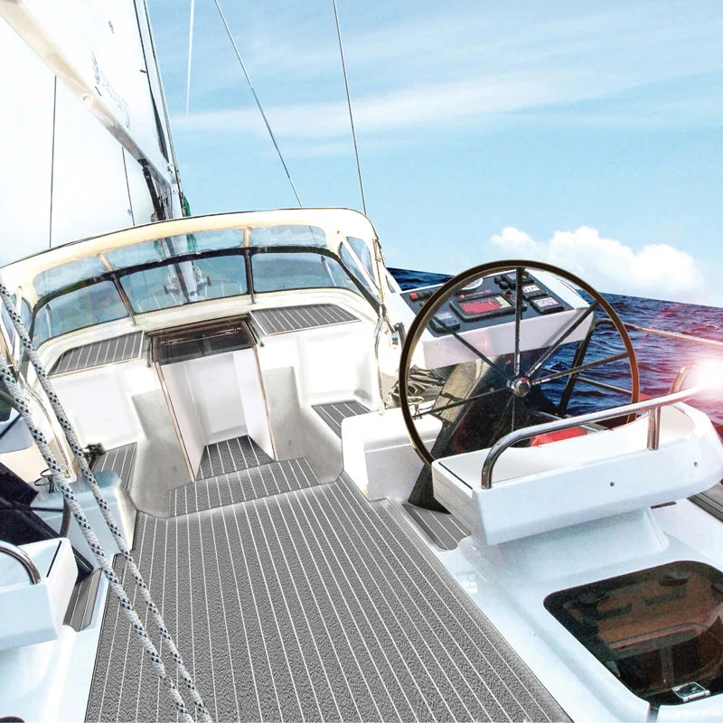 ANTISLIDE MARINE FLOOR TEAK GREY Decksbelag mit weißer Fuge